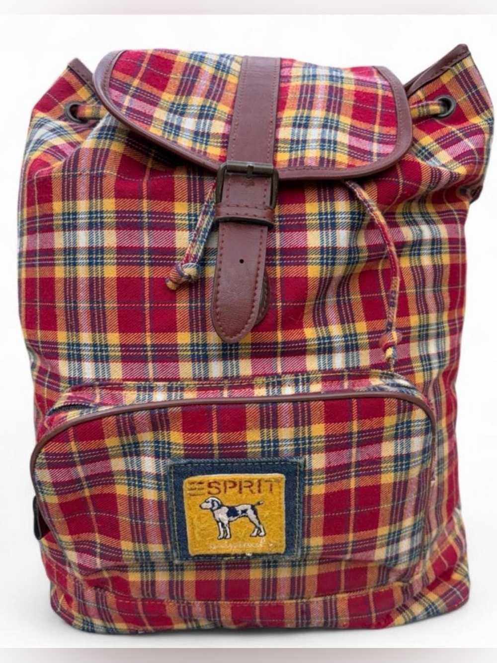 Vintage 90s ESPRIT Red Plaid Backpack